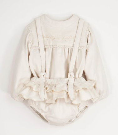 POPELIN FRILL BLOOMER W/STRAPS (9M-3Y)