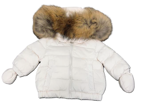 ADD DOWN JACKET DETACH HOOD NATFUR(3M-6M)