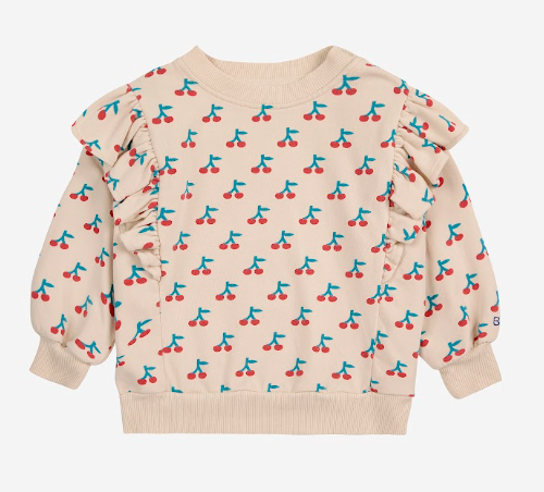 BOBO CHOSES CHERRY RUFFLE SWEATSHIRT(6M-24M)