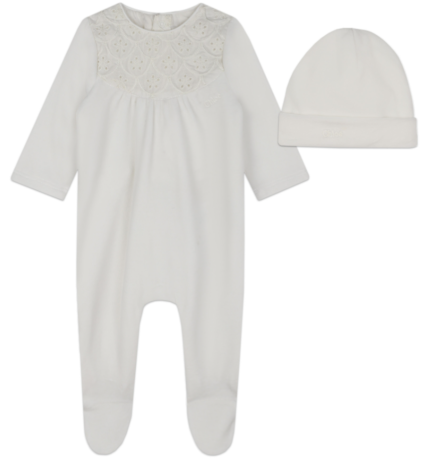 CHLOE FOOTIE & HAT SET (1M-6M)