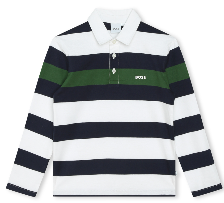 HUGO BOSS LS STRIPED POLO (4-16A)