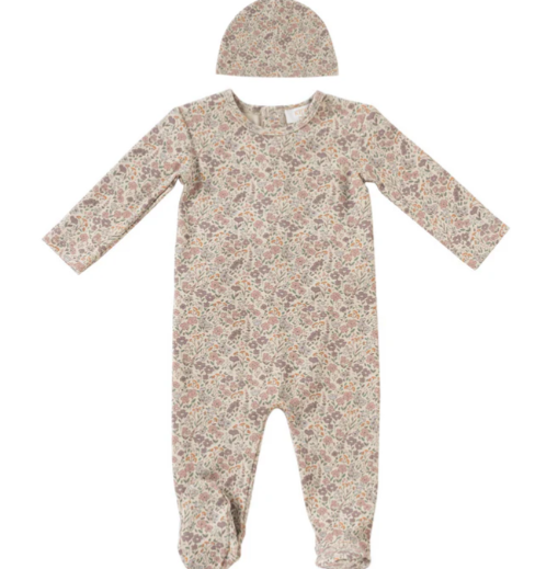 KIPP FLORAL STRETCHIE W/HAT SET (3M-18M)