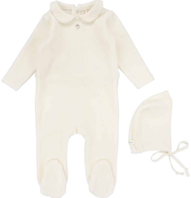 LIL LEGS VELOUR COLLAR FOOTIE SET (NB-6M)