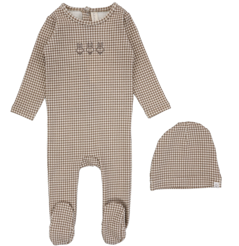 LIL LEGS GINGHAM BUNNY FOOTIE SET (NB-6M)