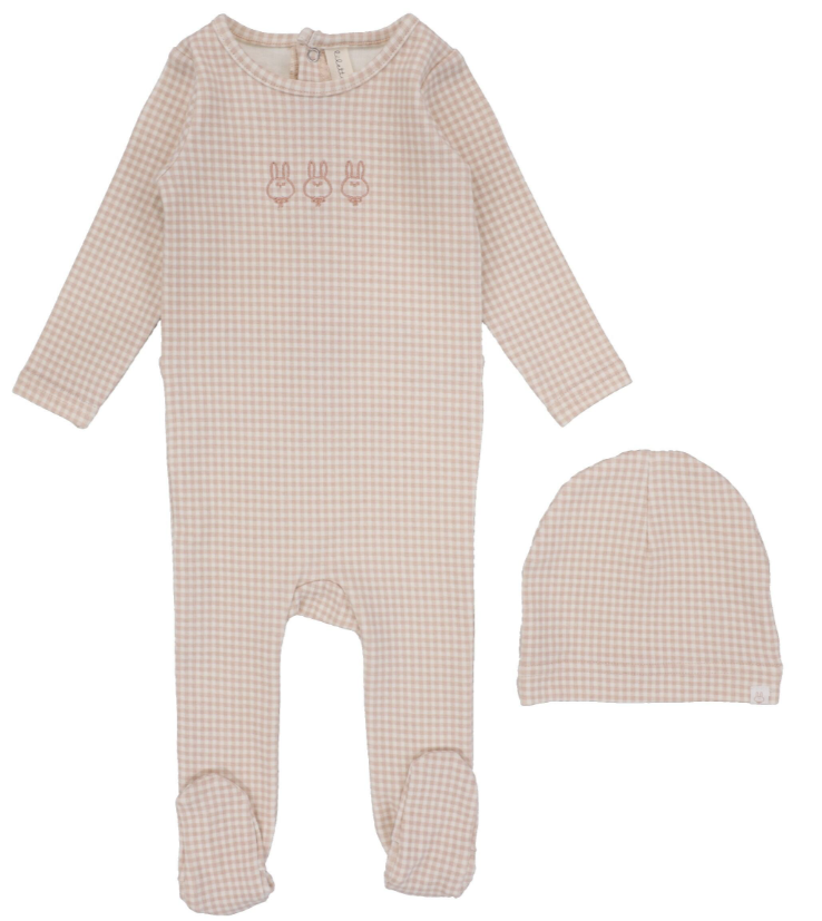 LIL LEGS GINGHAM BUNNY FOOTIE SET (NB-6M)