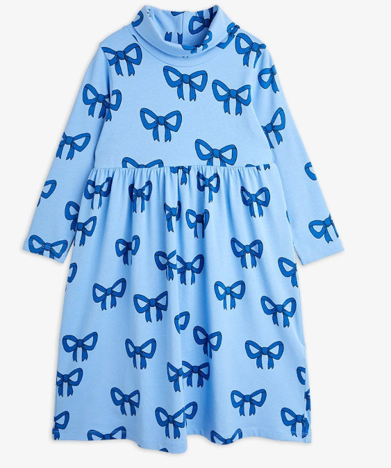 MINI RODINI BOW AOP LS DRESS (3-11Y)