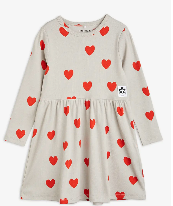 MINI RODINI HEARTS LS DRESS(1.5-11Y)