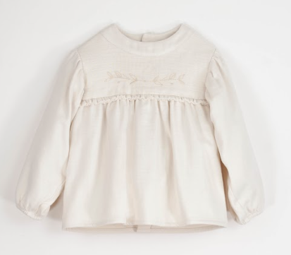 POPELIN EMBROIDERED BLOUSE W/YOKE(9M-3Y)