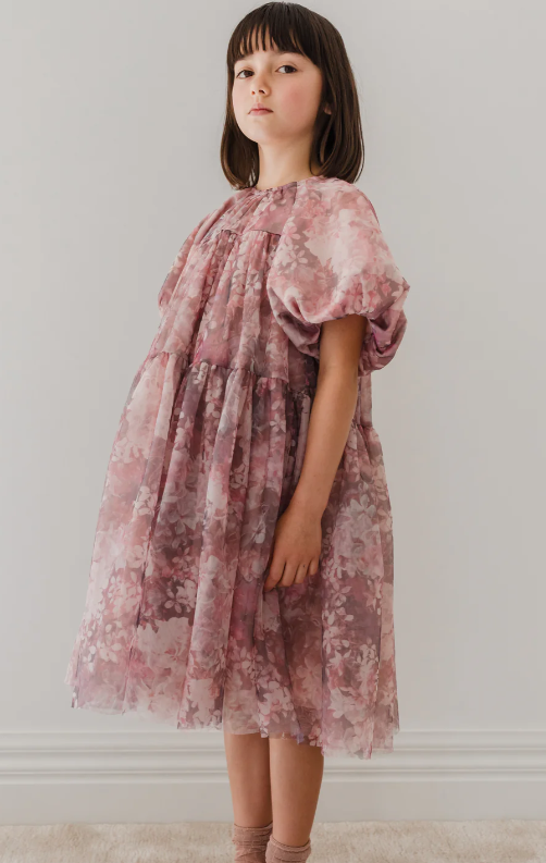 PETITE AMALIE PRINTED TULLE DRESS 93-14Y)