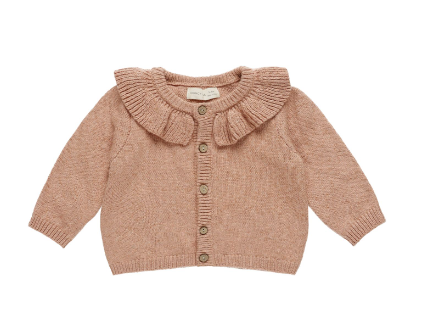 QUINCY MAE RUFFLE COLLAR CARDIGAN (6M-3Y)